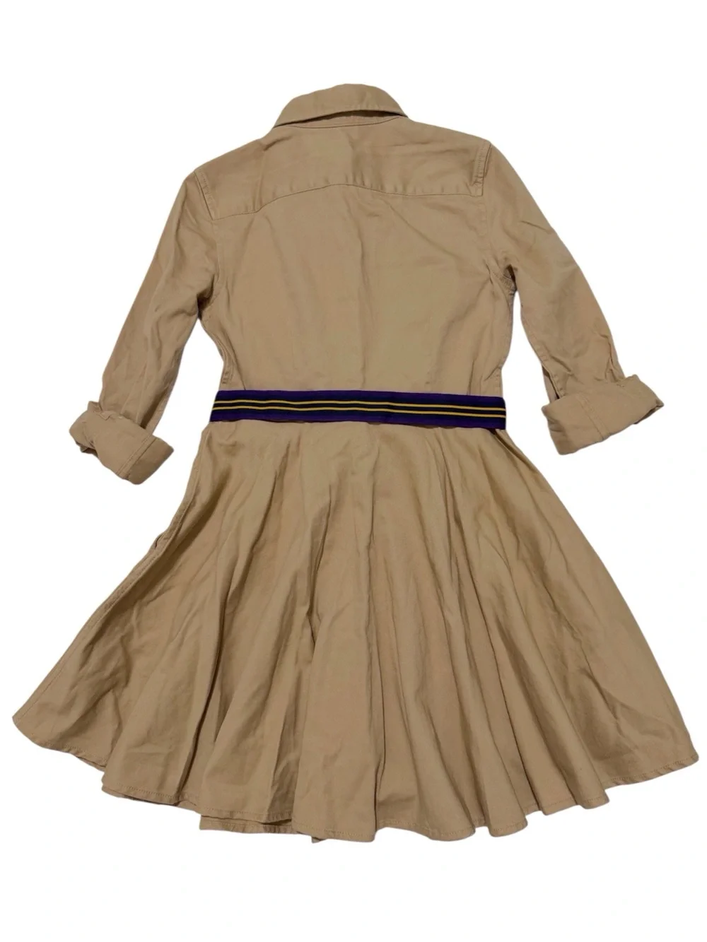 Ralph Lauren Belted Cotton Chino Shirtdress in Khaki Size 8